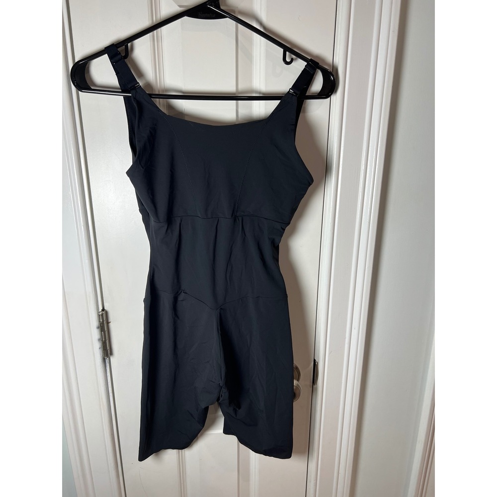 Spanx OnCore Mid-Thigh Bodysuit Black Open Bust Shapewear 1134